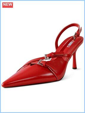 Slingback Kitten Heels Pointed Toe Pumps Buckle Strap